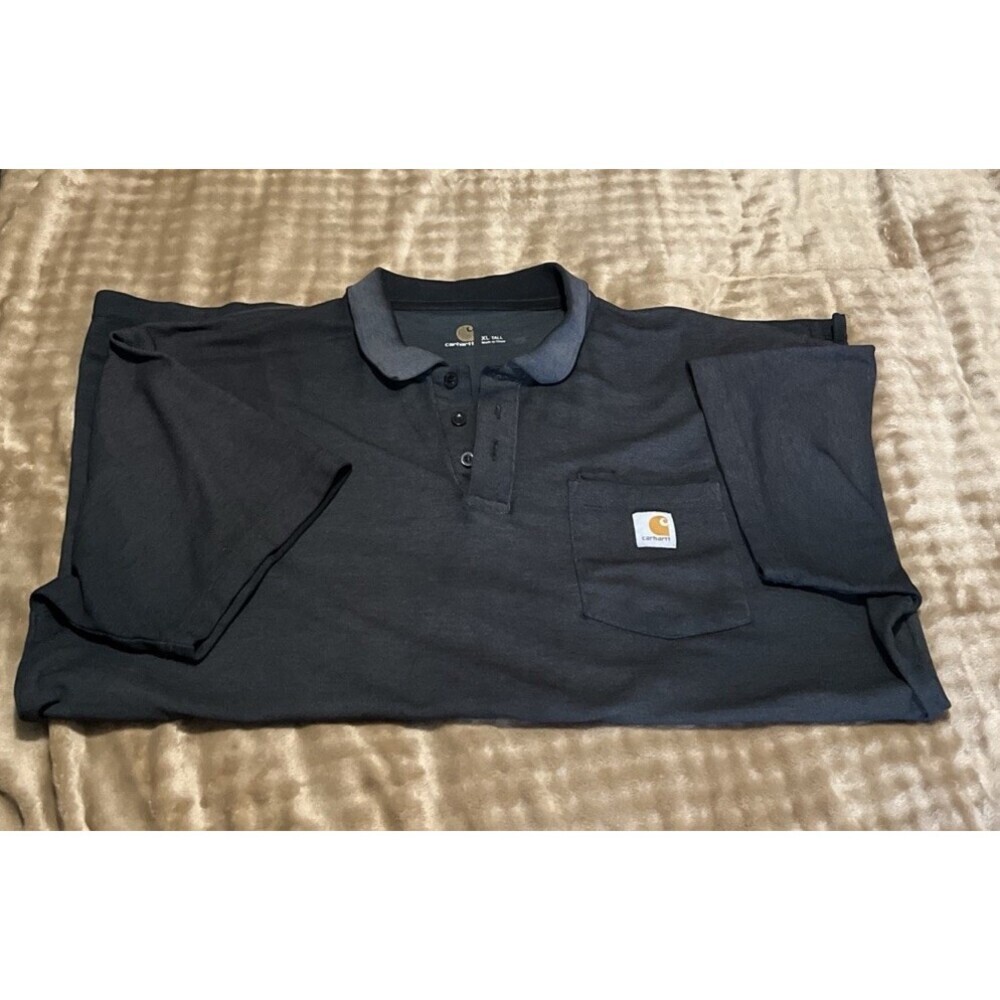 Carhartt Polo Shirt Mens XL Dark Gray Original Fit Pocket Short Sleeve